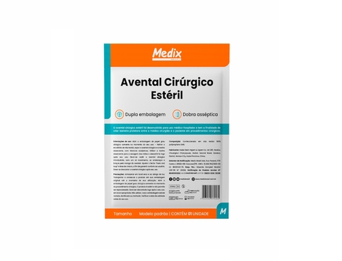 Avental Cirurgico Esteril Gr.43 Tam 1,50 X 1,20 Toalha Medix Cor Azul