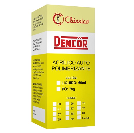 Resina Acrilica Dencor Cor Bl1 78gr. Classico